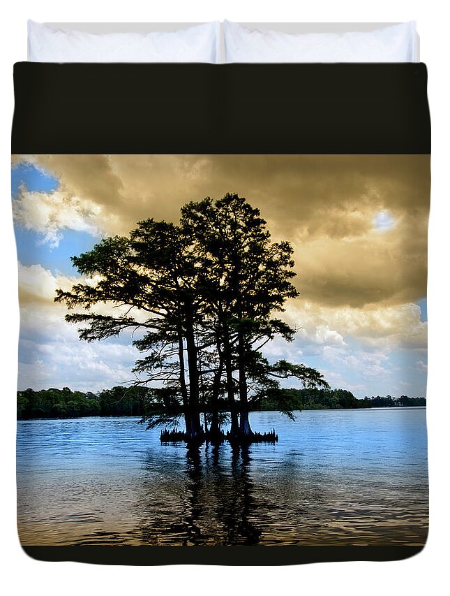 Cypress Duvet Cover featuring the photograph Cypress Trees by Anthony M Davis