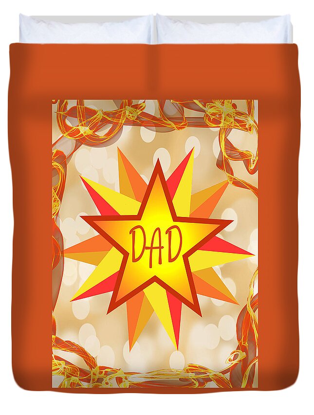 Dad Duvet Cover featuring the mixed media Dad, Star by Moira Law