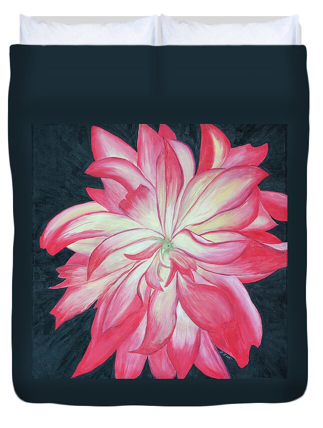 Dahlia Duvet Cover featuring the painting Dahlia Explosion by Laurel Best