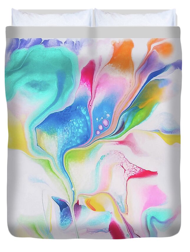 Colorful Duvet Cover featuring the painting Daisy by Deborah Erlandson
