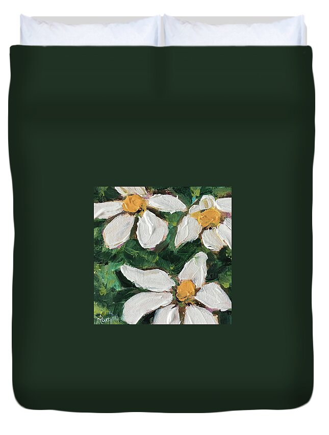 Gardenias Duvet Cover featuring the painting Daisy Gardenias in Bloom by Roxy Rich