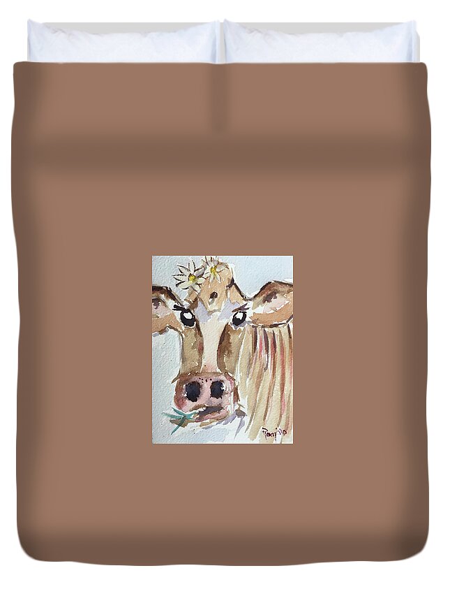 Cow Duvet Cover featuring the painting Daisy Mae by Roxy Rich