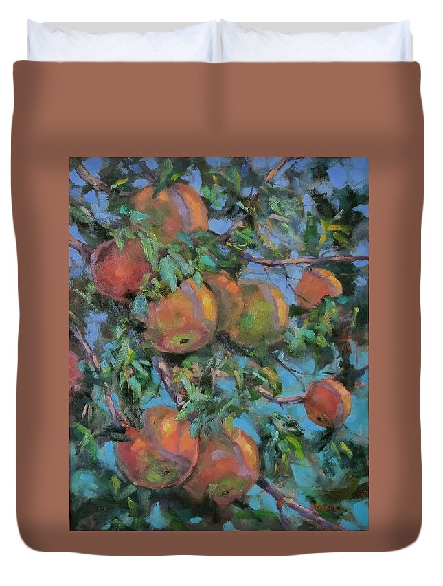 Apples Duvet Cover featuring the painting Daisy's Apples by Jeff Dickson