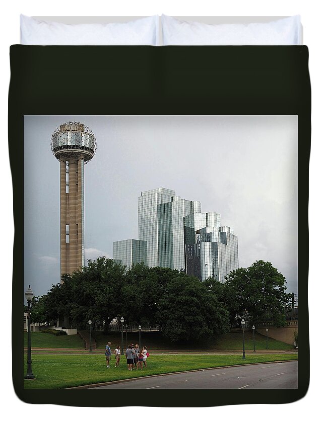 Grey Duvet Cover featuring the photograph Dallas Sky Line 8 by C Winslow Shafer