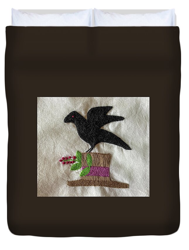 Danas Crow Duvet Cover featuring the photograph Danas Crow by Jean Noren