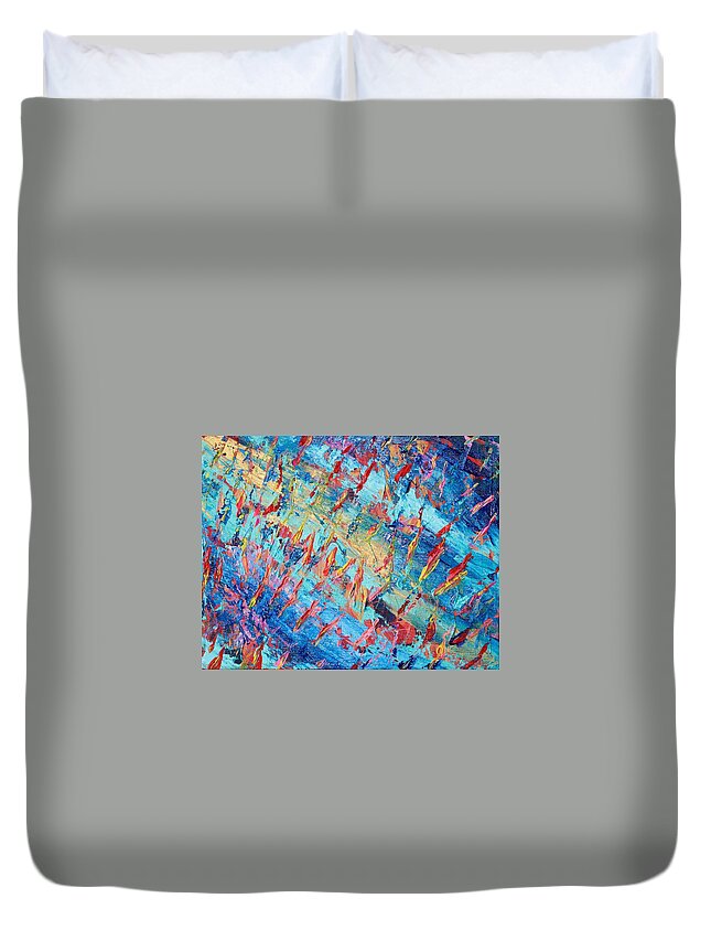 Texture Duvet Cover featuring the painting Dance Fire by Jackie Ryan