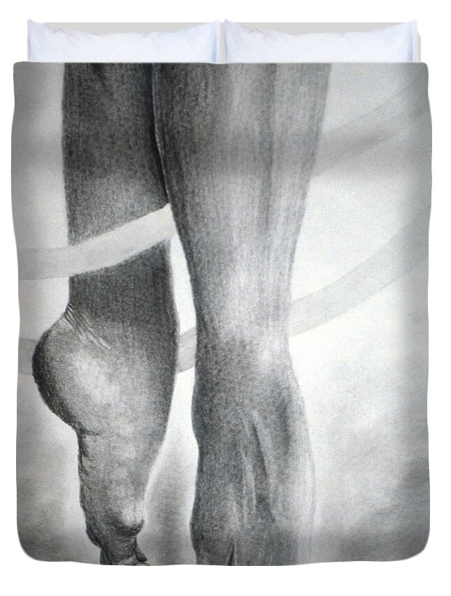 Dancer Duvet Cover featuring the drawing Dancer's Feet by Pamela Henry