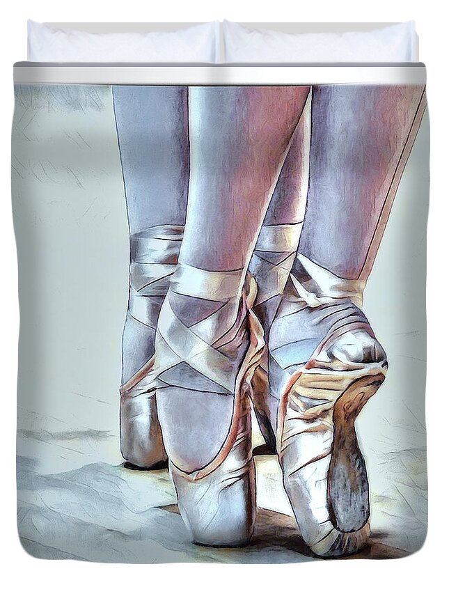 Ballet Duvet Cover featuring the digital art Dancing Shoes by Pennie McCracken