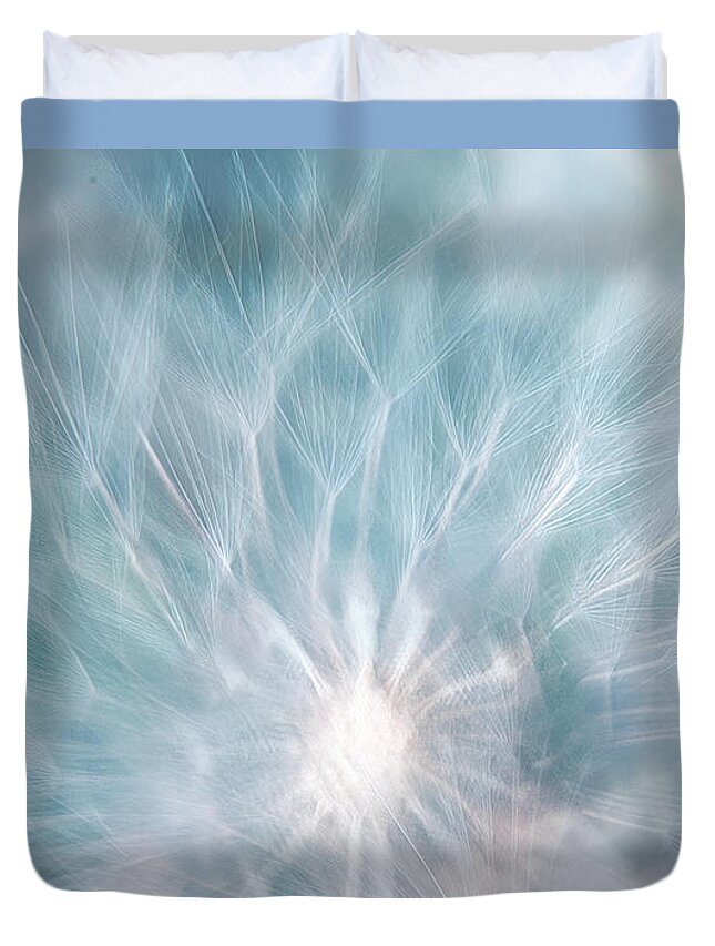 Photography Duvet Cover featuring the digital art Dandelion Blue Beauty by Terry Davis