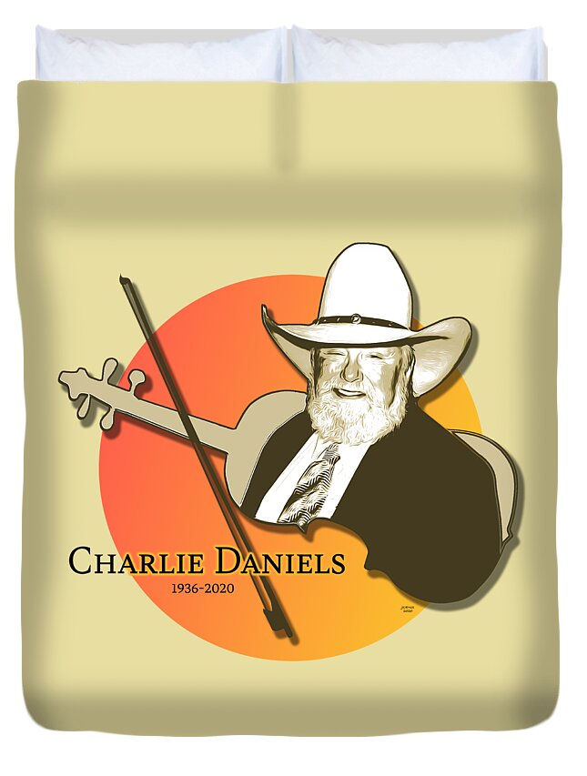 Charlie Daniels Duvet Cover featuring the digital art Daniels Tribute by Greg Joens