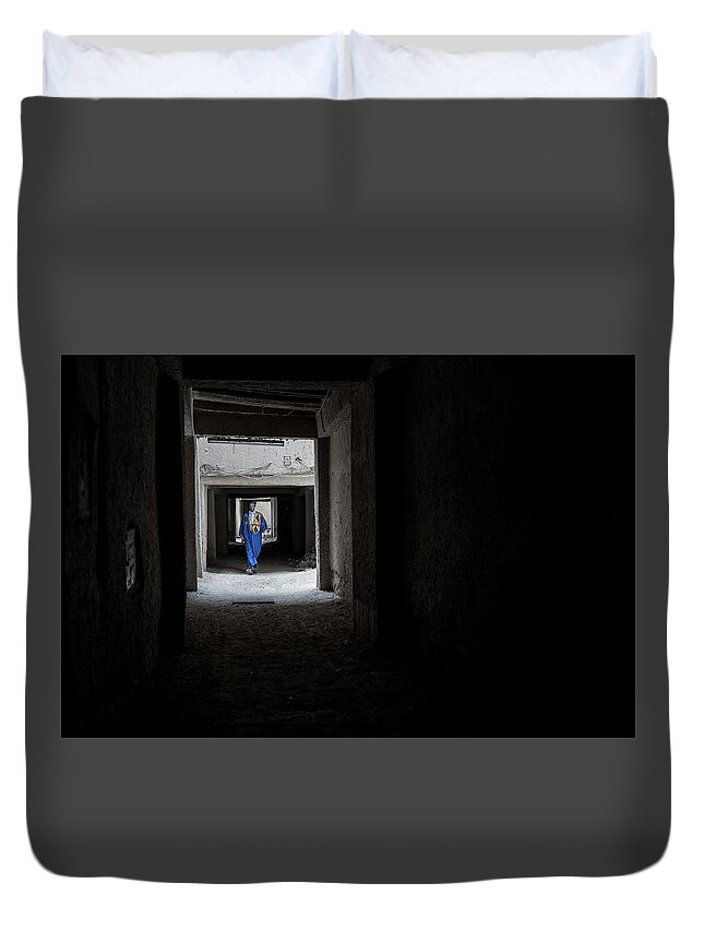 Africa Duvet Cover featuring the photograph Dark Alley of Erfoud by Arj Munoz