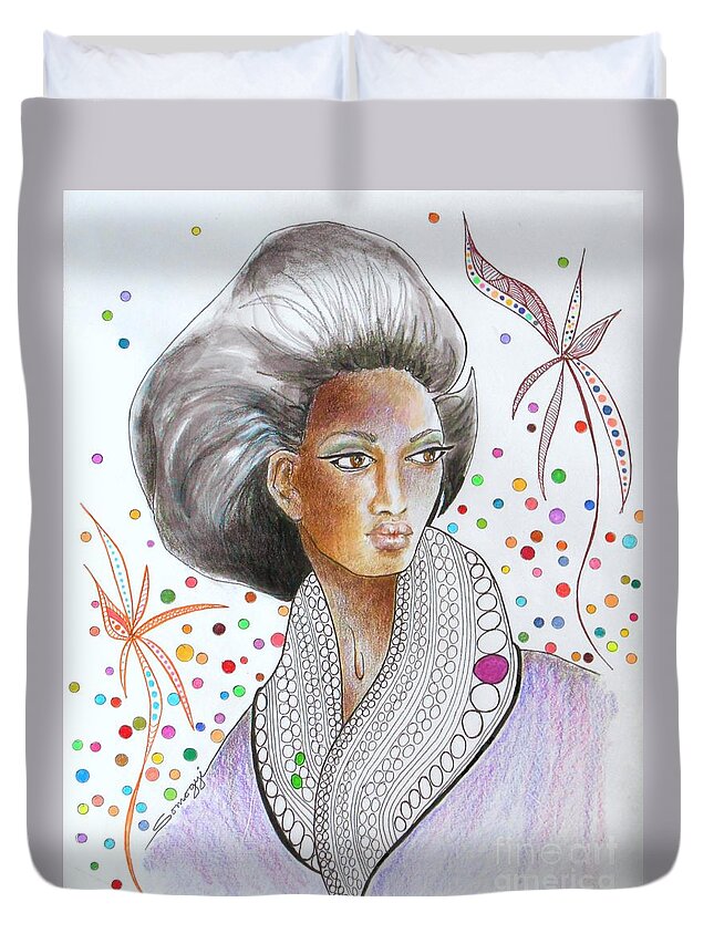 Brazilian Duvet Cover featuring the painting Dark Beauty No. 1 by Jayne Somogy