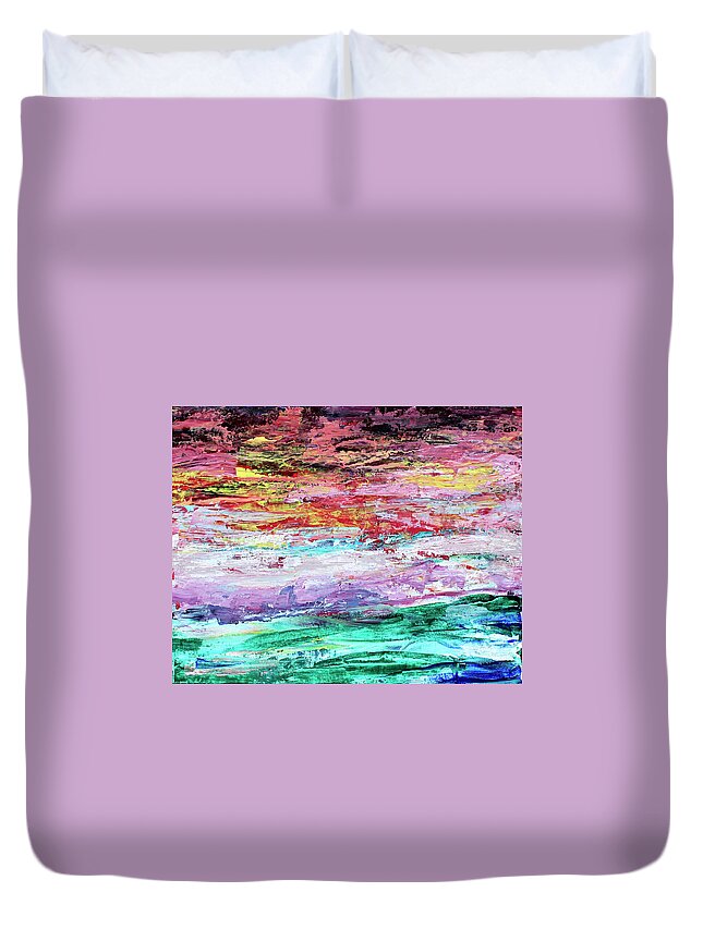Ocean Duvet Cover featuring the painting Dark Sky by Teresa Moerer