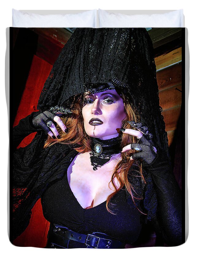 Cosplay Duvet Cover featuring the photograph Dark Witch #1 by Christopher W Weeks