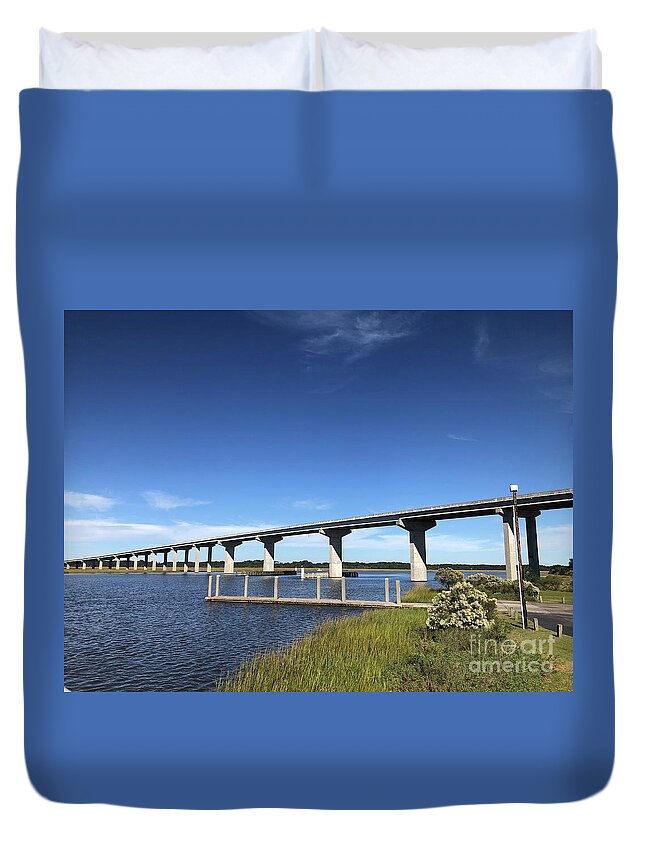 Bridge Duvet Cover featuring the photograph Dawhoo Bridge to Edisto Island by Catherine Wilson