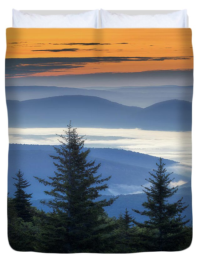 West Virginia Duvet Cover featuring the photograph Dawn Luminescence by SC Shank