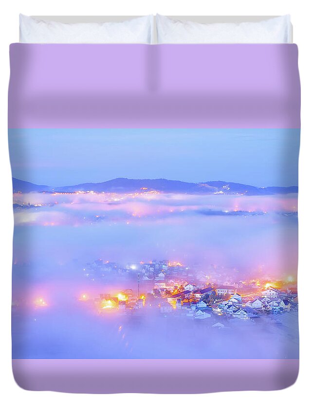 Awesome Duvet Cover featuring the photograph Dawn On The Fog City by Khanh Bui Phu