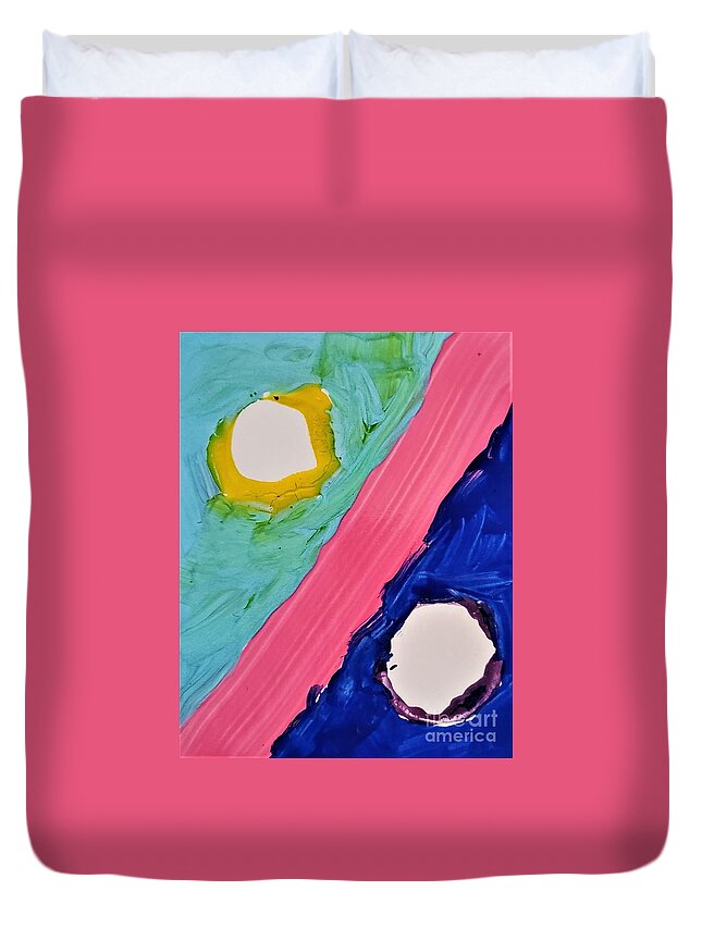 Abstract Duvet Cover featuring the painting Day and Night by Fred Wilson