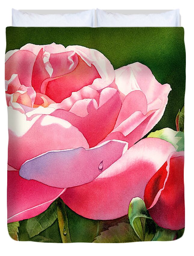 Rose Duvet Cover featuring the painting Dazzling Rose by Espero Art