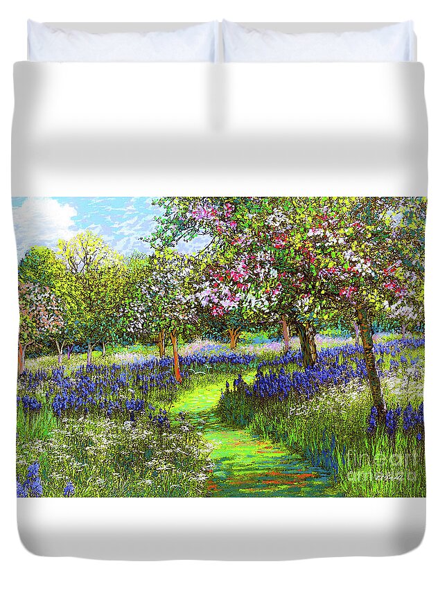 Landscape Duvet Cover featuring the painting Dazzling Spring Day by Jane Small