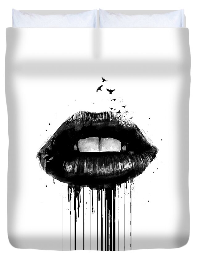 Lips Duvet Cover featuring the mixed media Dead love by Balazs Solti