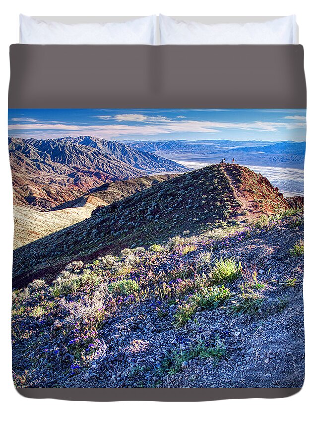 Landscape Duvet Cover featuring the photograph Death Valley at spring by Tatiana Travelways