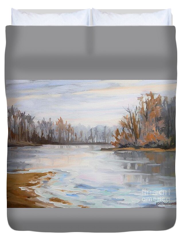 Ice Duvet Cover featuring the painting December Sunrise by K M Pawelec