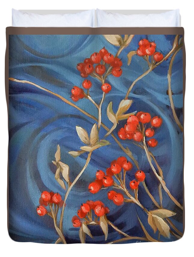 Plant Duvet Cover featuring the painting Decorated Vine by K M Pawelec