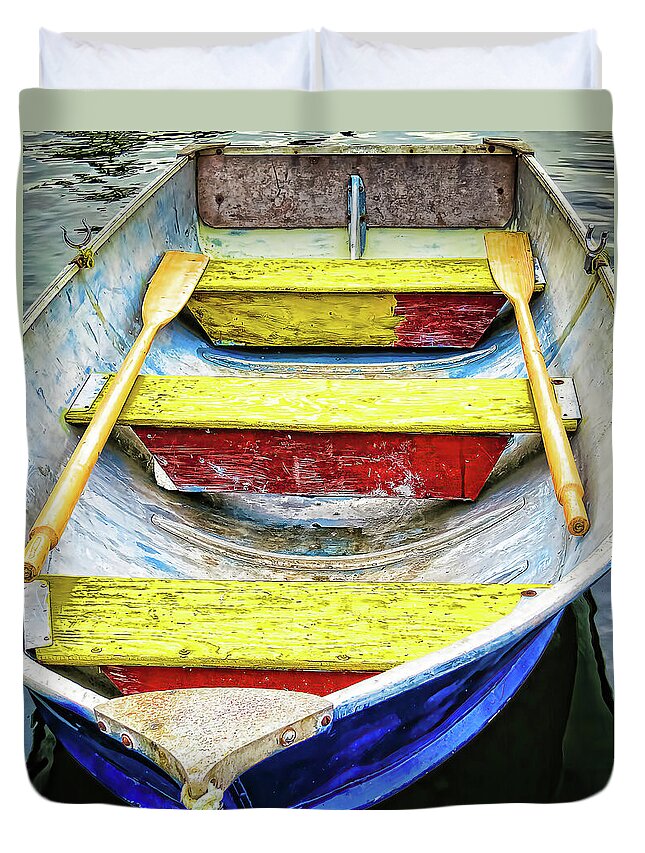 Rowboat Duvet Cover featuring the photograph Decorative boat by Tatiana Travelways