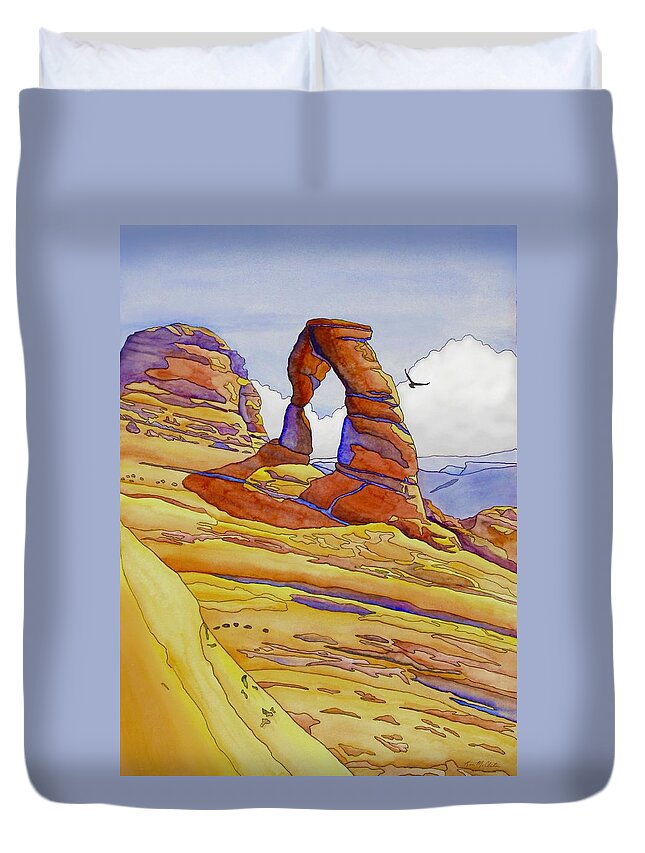 Kim Mcclinton Duvet Cover featuring the painting Delicate Arch by Kim McClinton