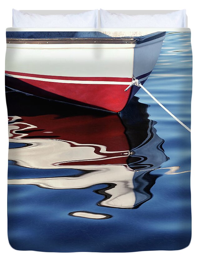 Boat Duvet Cover featuring the photograph Delphin 2 by Laura Fasulo