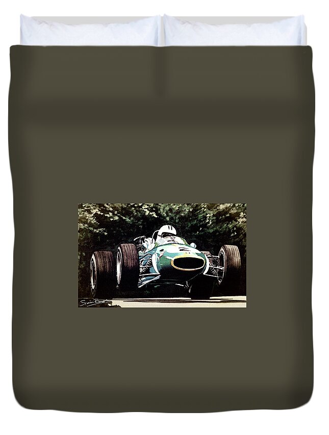 Denny Hulme Duvet Cover featuring the painting Denny Hulme by Simon Read