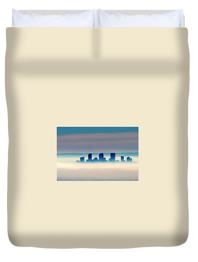 Denver Duvet Cover featuring the photograph Denver Foggy Skyline by Rick Wilking