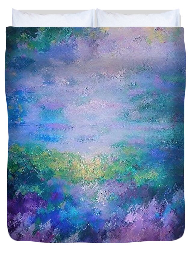 Abstract Duvet Cover featuring the painting Depths Painting abstract art painting by N Akkash