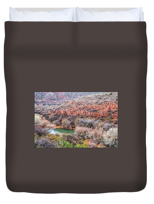 Desert Duvet Cover featuring the photograph Desert Canyon River by Pamela Dunn-Parrish