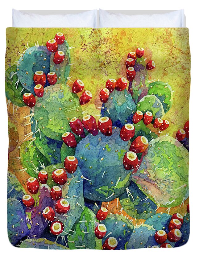 Cactus Duvet Cover featuring the painting Desert Gems by Hailey E Herrera