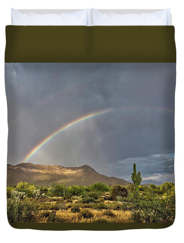 Rainbow Duvet Cover featuring the photograph Desert Rainbow by Jurgen Lorenzen