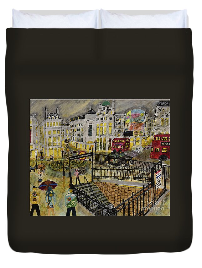 Contemporary Duvet Cover featuring the painting Desires in a Piccadilly by David Westwood