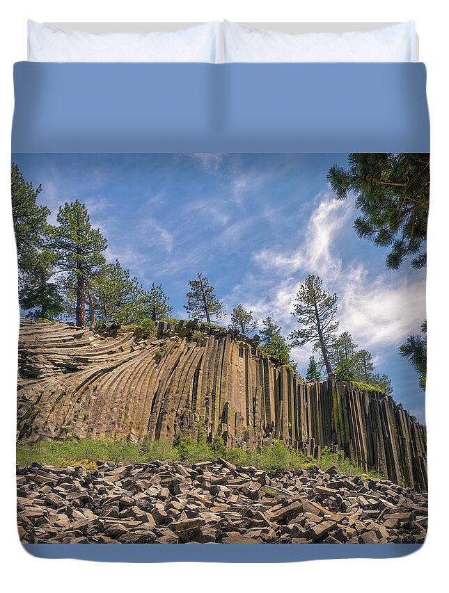 Devils Postpile Duvet Cover featuring the photograph Devils Postpile by Laura Macky