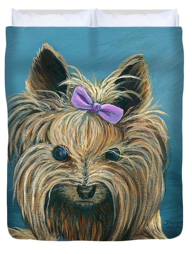 Dog Duvet Cover featuring the painting Dezzie by Darice Machel McGuire