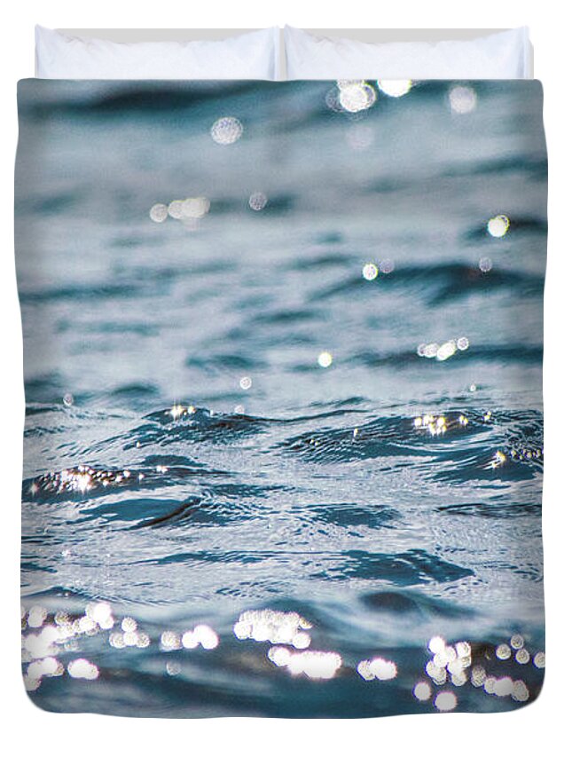Ocean Duvet Cover featuring the photograph Diamonds on the Ocean by Mary Ann Artz