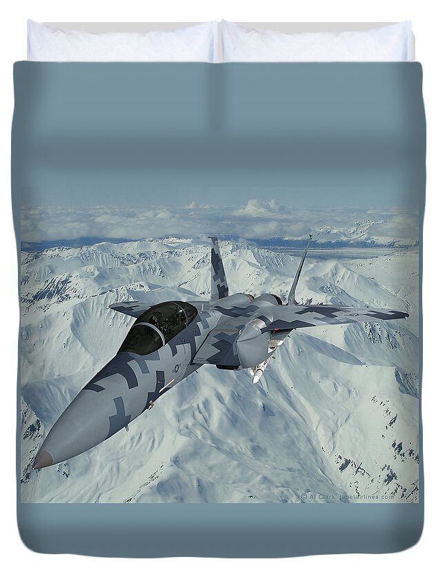 Eagle Duvet Cover featuring the digital art Digital Silent Eagle by Custom Aviation Art