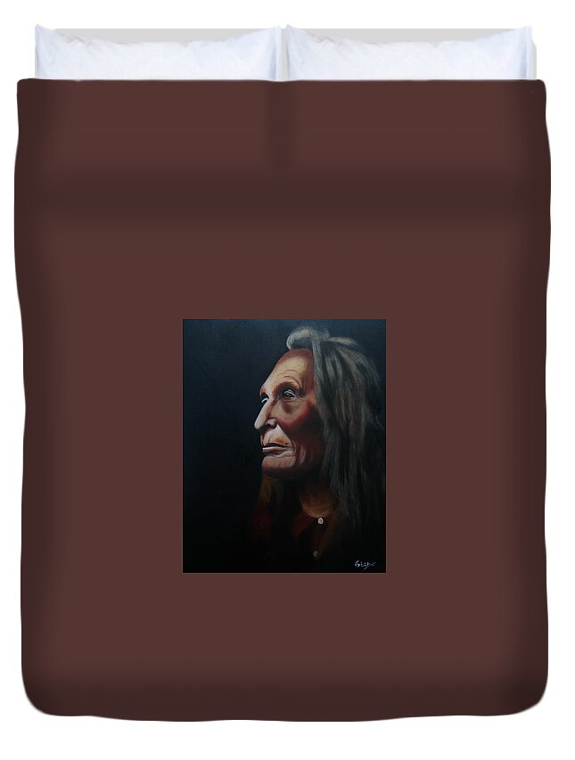Indian Duvet Cover featuring the painting Dignity and wisdom by Jean Yves Crispo