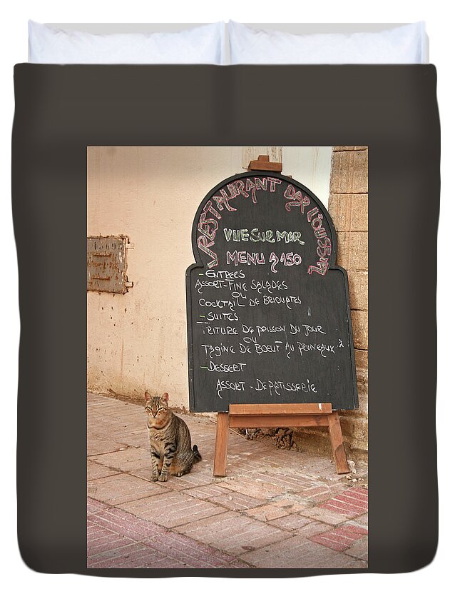Morocco Duvet Cover featuring the photograph Dinner in Essaouira by Laurie Lago Rispoli