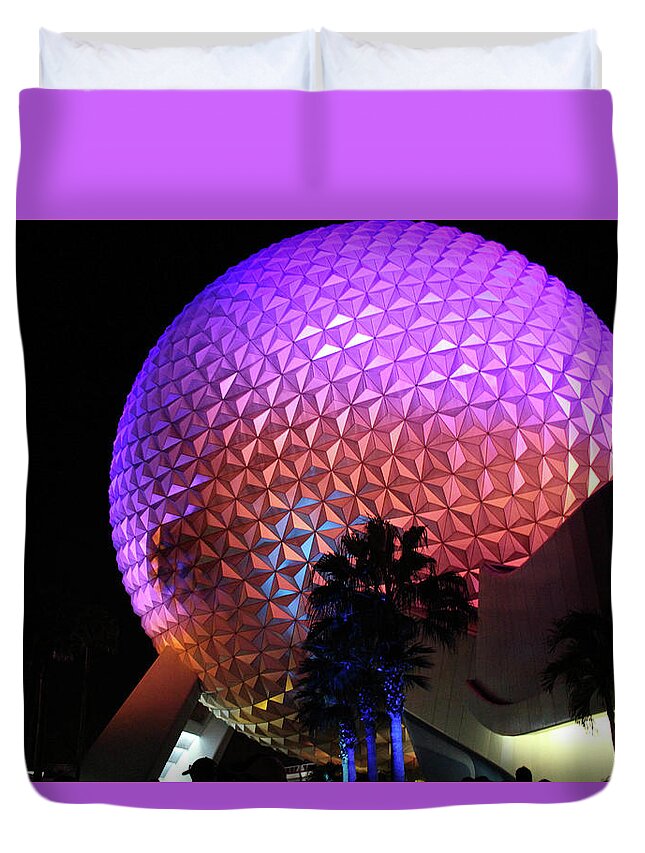 Disney Duvet Cover featuring the photograph Disney Epcot Spaceship Earth 1 by Jason Nicholas