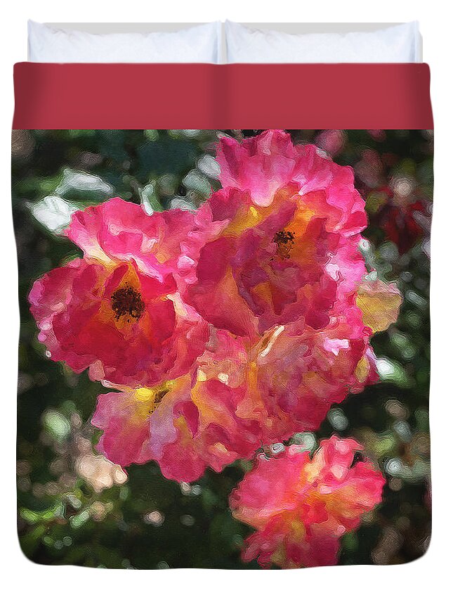 Roses Duvet Cover featuring the photograph Disney Roses Five by Brian Watt