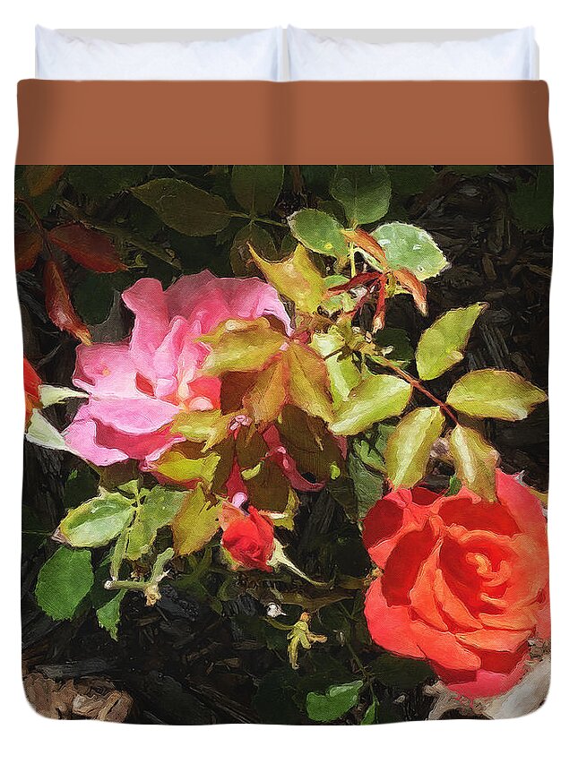 Roses Duvet Cover featuring the photograph Disney Roses Four by Brian Watt