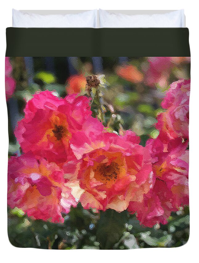 Roses Duvet Cover featuring the photograph Disney Roses Two by Brian Watt