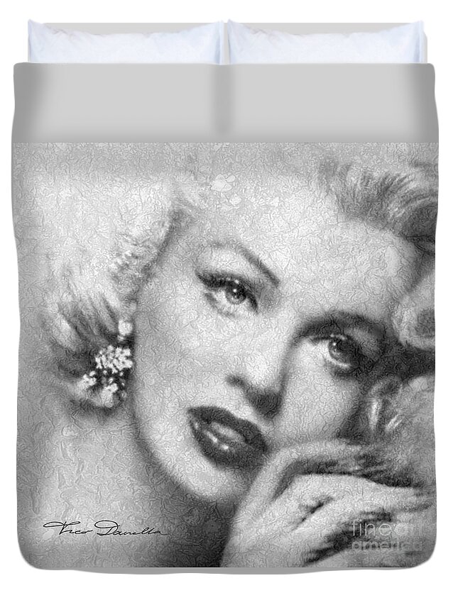 Marilyn Monroe Duvet Cover featuring the painting Diva MM 169 Sensual bw by Theo Danella