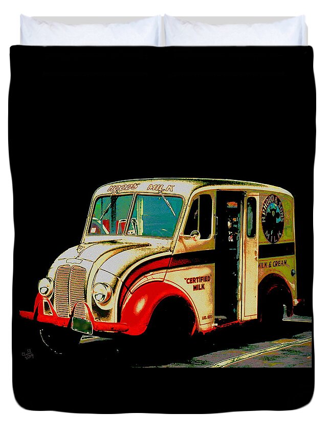 Vintage Vehicle Duvet Cover featuring the digital art Divco Milk Truck by Cliff Wilson